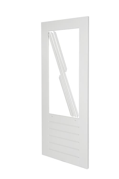 Hardhouten balkondeur grijs gegrond - BW 89 cm